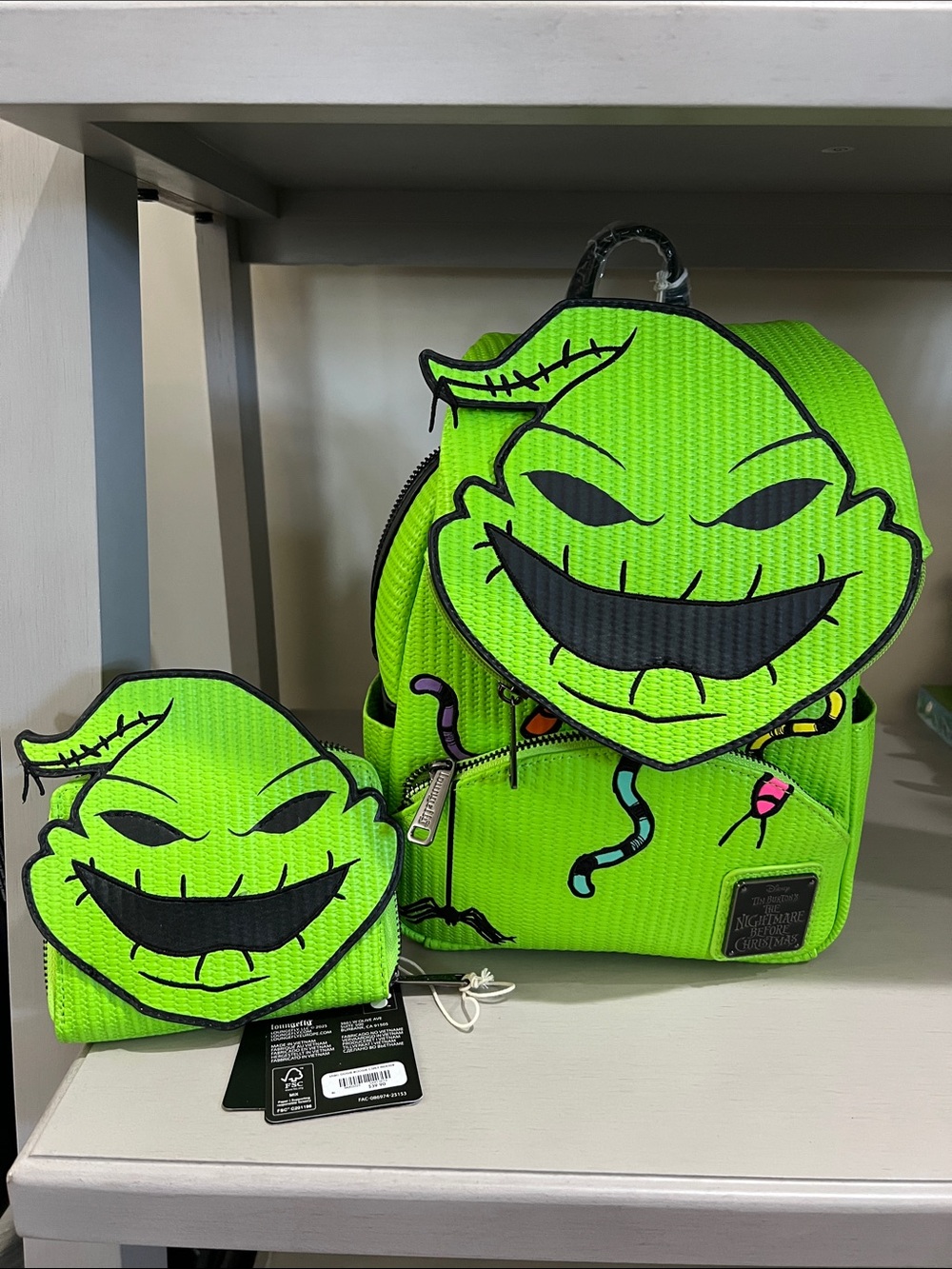 Neon Green Oogie Boogie Backpack & wallet loungefly